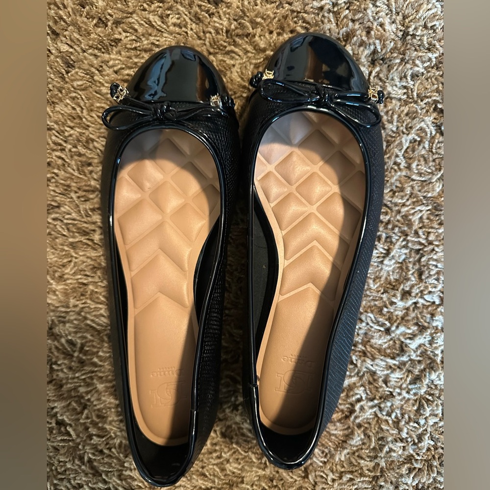 Dune London Black Patent Bow Ballet Flats
